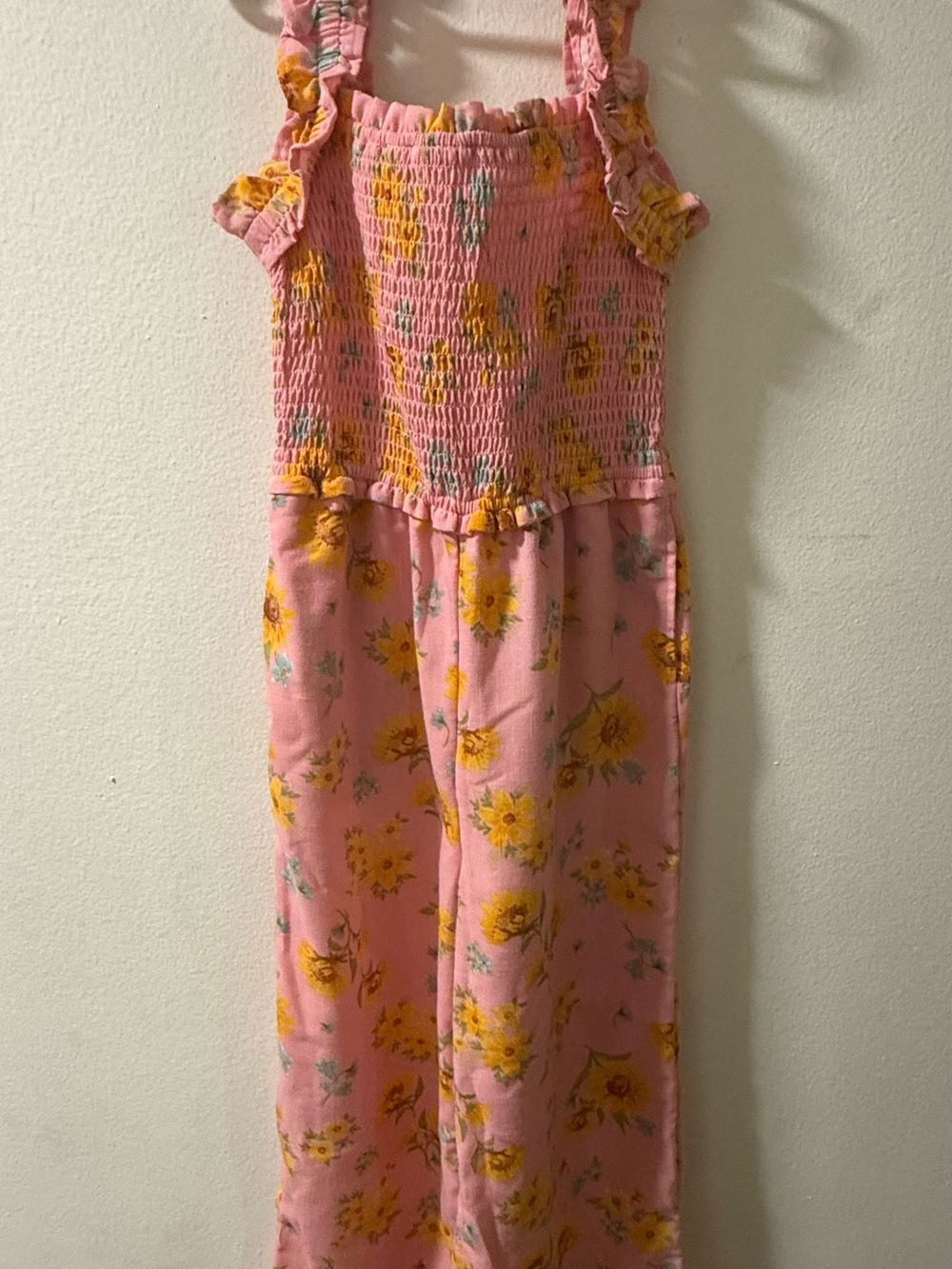Old Navy Pink Jumpsuit with Yellow Flowers